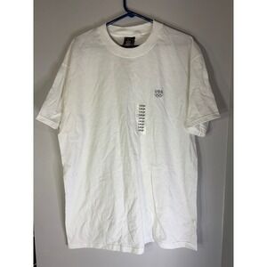 USA Olympic T Shirt‎ Mens Large White Short Sleeve Graphic Tee Made in USA